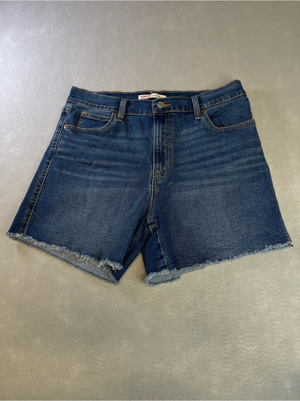 Signature Levi Strauss Shorts W Size 12 Heritage High Rise Blue Denim Stretch